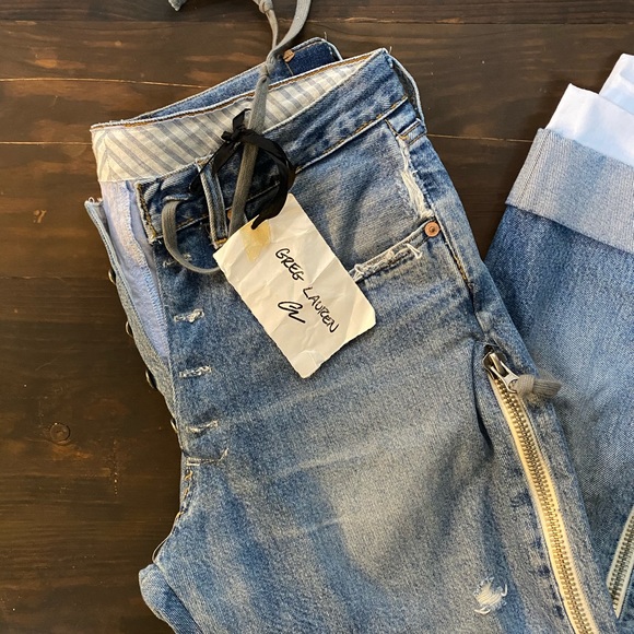 GREG LAUREN DENIM ZIP LOW SLUNG JEANS - Picture 2 of 6